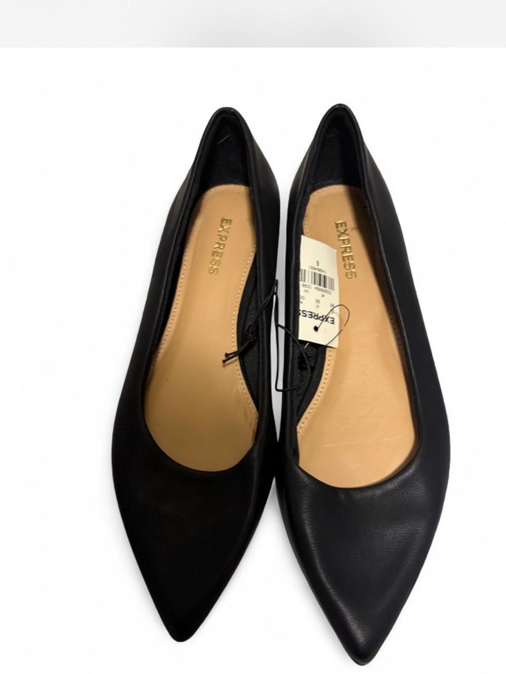 Express Black Pointed Leather-Look Flats